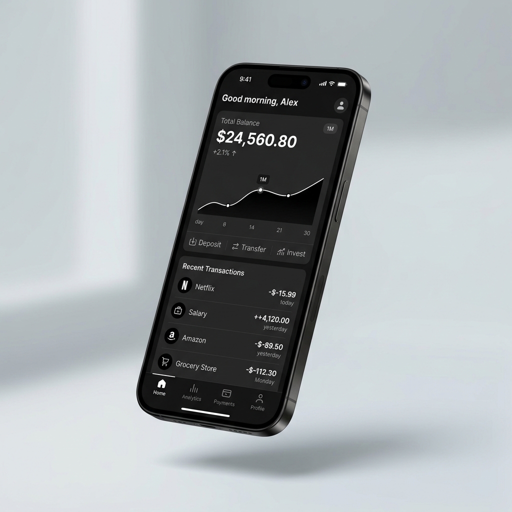 Finance mobile app dashboard