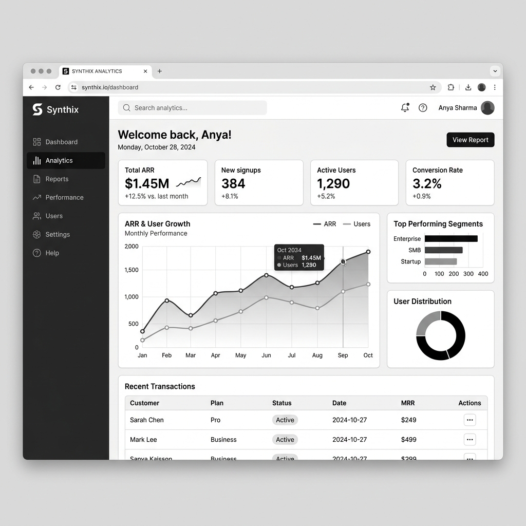 SaaS analytics dashboard